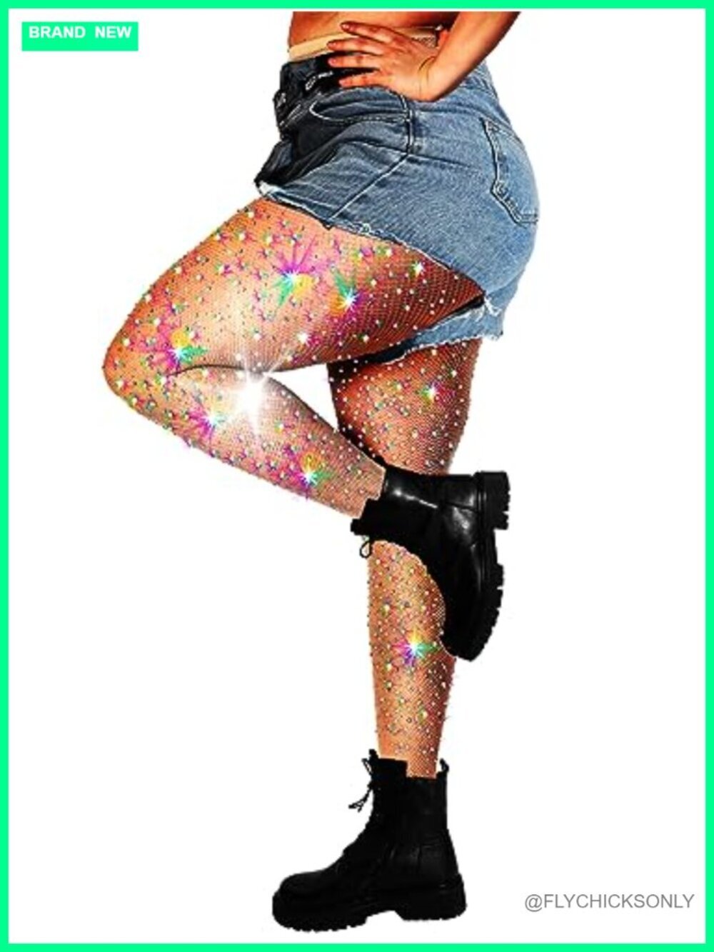 10X Strong Ultra Sparkly Rhinestone Fishnet Stockings Plus Size Party Tights